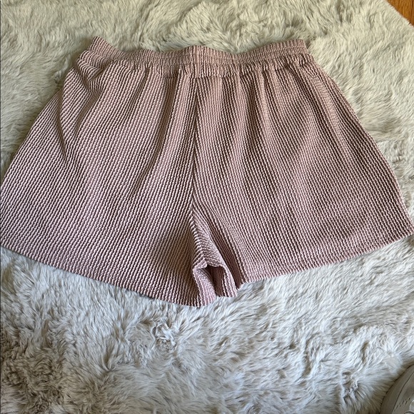 Pink Textured Drawstring Shorts - Picture 4 of 4